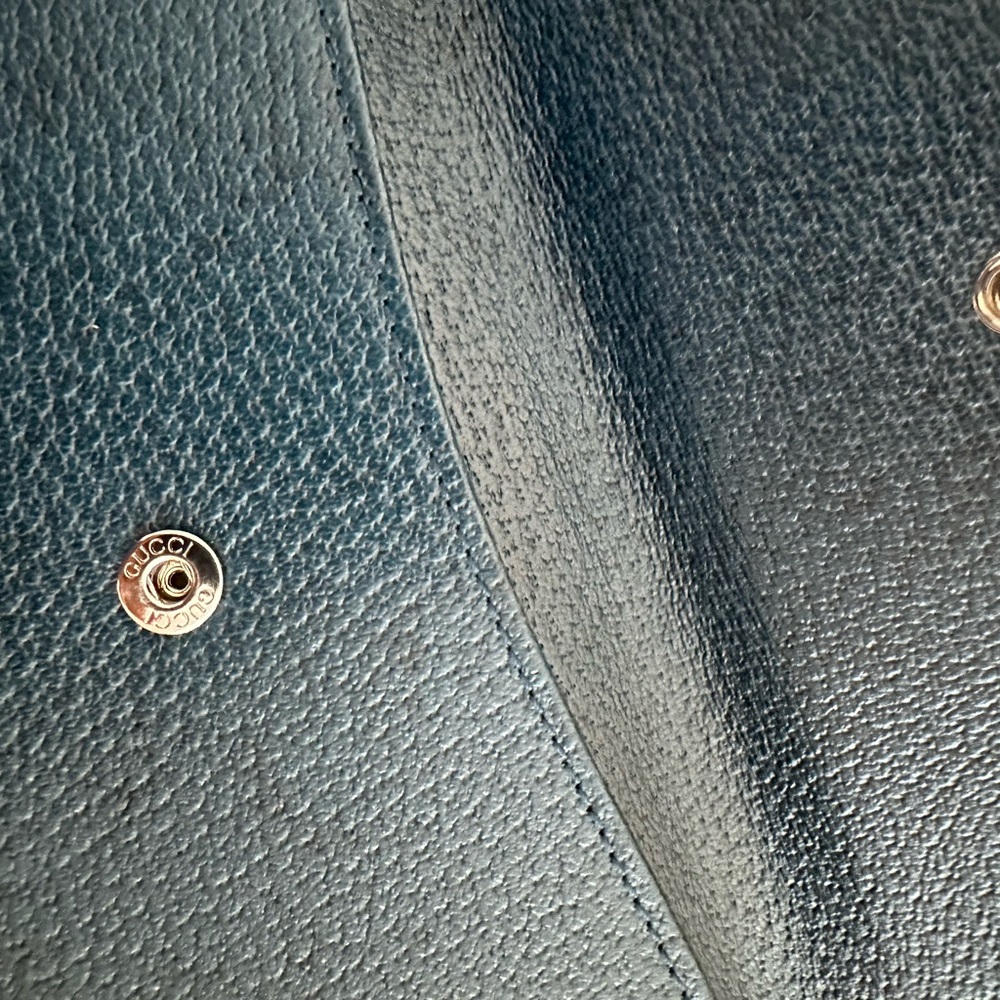 Gucci Blue Gg Studded Interlocking Leather Wallet - Picture 11 of 14